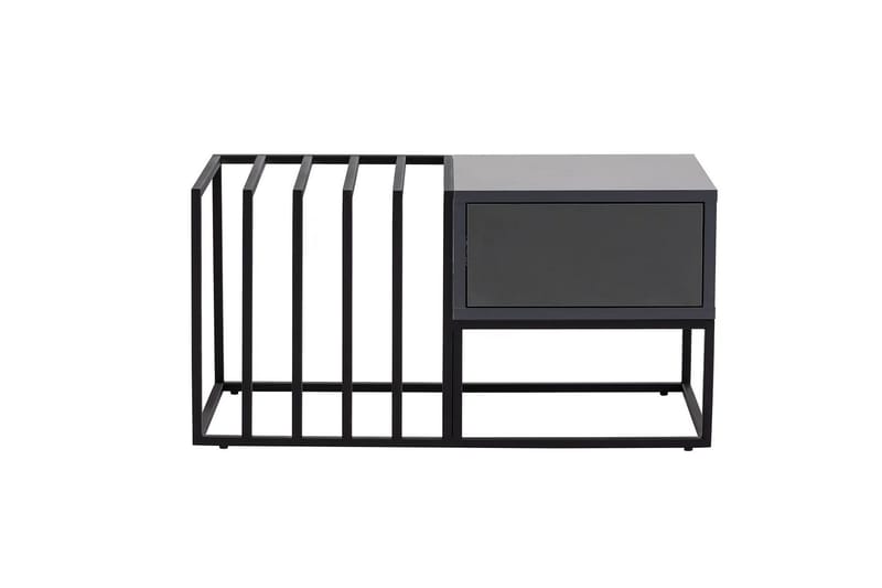 Natsumi 90 cm Rektangulärt Soffbord med Lådor i Metall med Glasskiva - Svart - Möbler - Vardagsrum - Soffbord & vardagsrumsbord - Soffbord