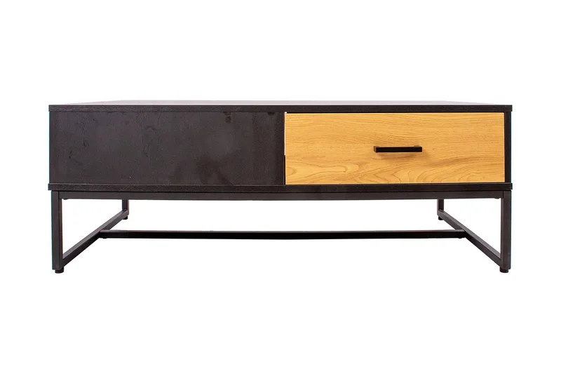 Nauerna Soffbord 110 cm med Förvaring 2 Lådor - Ekfärg/Svart - Möbler - Vardagsrum - Soffbord & vardagsrumsbord - Soffbord