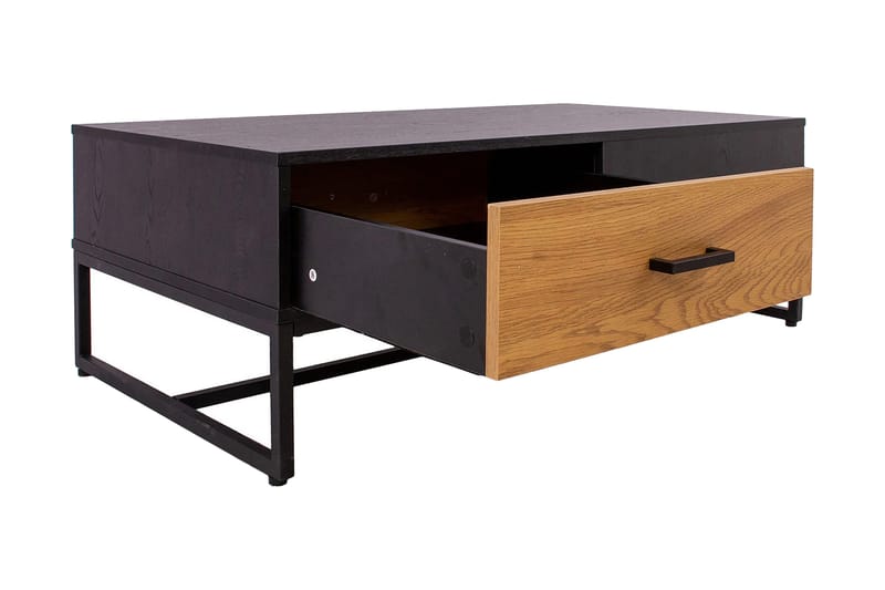Nauerna Soffbord 110 cm med Förvaring 2 Lådor - Ekfärg/Svart - Möbler - Vardagsrum - Soffbord & vardagsrumsbord - Soffbord