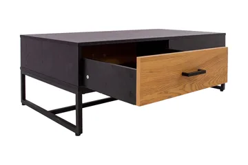 Nauerna Soffbord 110 cm med Förvaring 2 Lådor - Ekfärg/Svart - Möbler - Vardagsrum - Soffbord & vardagsrumsbord - Soffbord