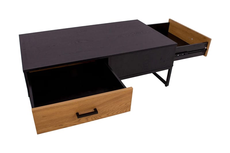 Nauerna Soffbord 110 cm med Förvaring 2 Lådor - Ekfärg/Svart - Möbler - Vardagsrum - Soffbord & vardagsrumsbord - Soffbord