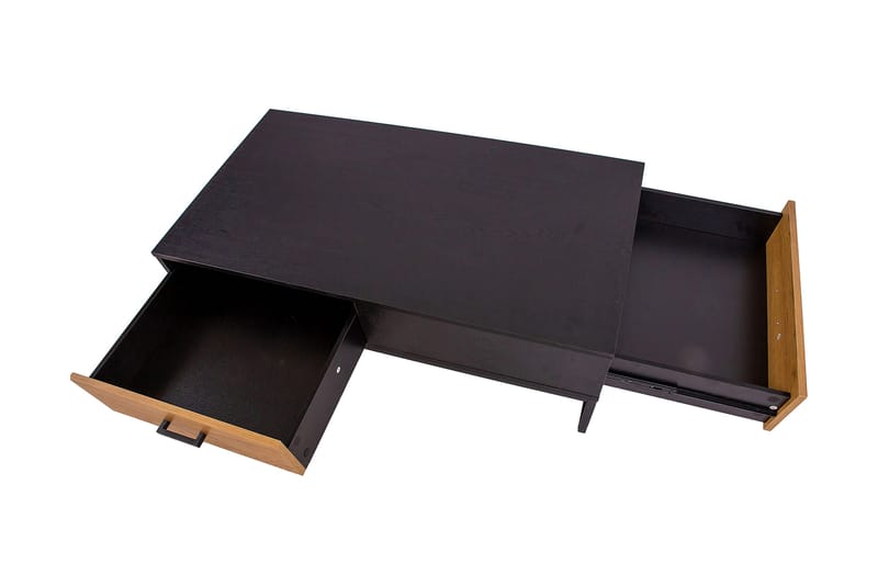 Nauerna Soffbord 110 cm med Förvaring 2 Lådor - Ekfärg/Svart - Möbler - Vardagsrum - Soffbord & vardagsrumsbord - Soffbord