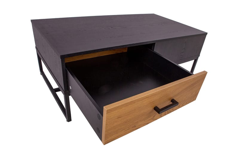 Nauerna Soffbord 110 cm med Förvaring 2 Lådor - Ekfärg/Svart - Möbler - Vardagsrum - Soffbord & vardagsrumsbord - Soffbord