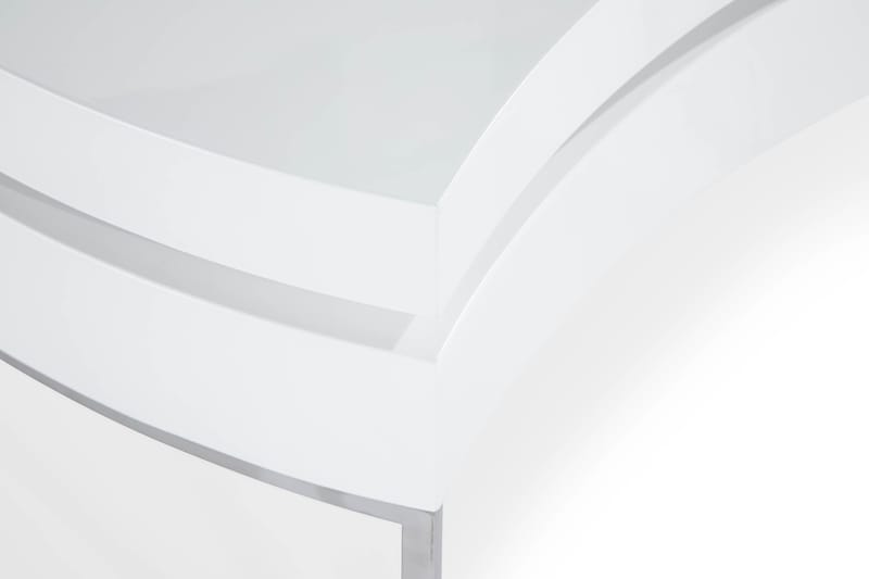 NICO Soffbord 110 cm Ovalt Vit Högglans/Silver - Soffbord - Bord