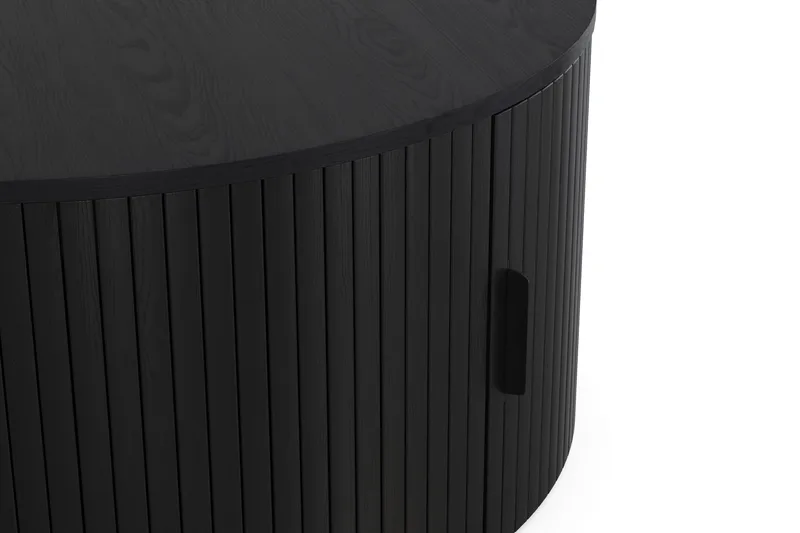 Noira Runt Soffbord 80 cm med Förvaring Ribbad - Svart / Trä - Möbler - Vardagsrum - Soffbord & vardagsrumsbord - Soffbord