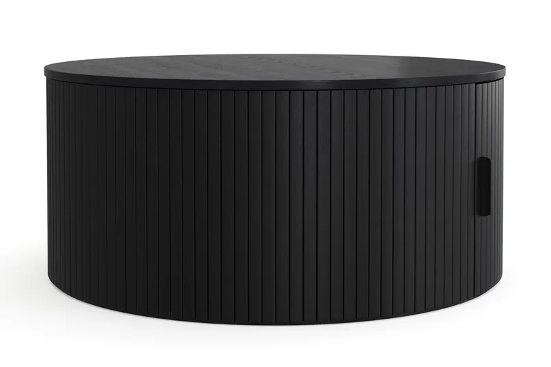 Noira Runt Soffbord 80 cm med Förvaring Ribbad - Svartlaserad ek - Möbler - Vardagsrum - Soffbord & vardagsrumsbord - Soffbord
