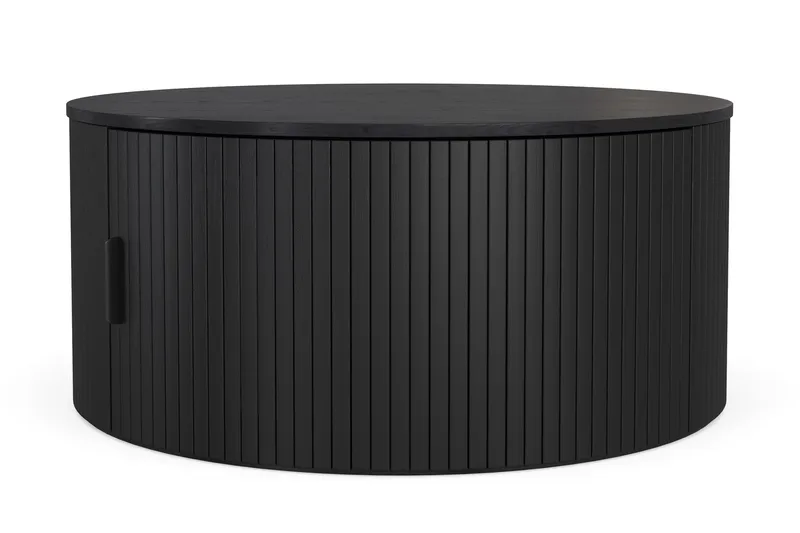 Noira Runt Soffbord 80 cm med Förvaring Ribbad - Svartlaserad ek - Möbler - Vardagsrum - Soffbord & vardagsrumsbord - Soffbord