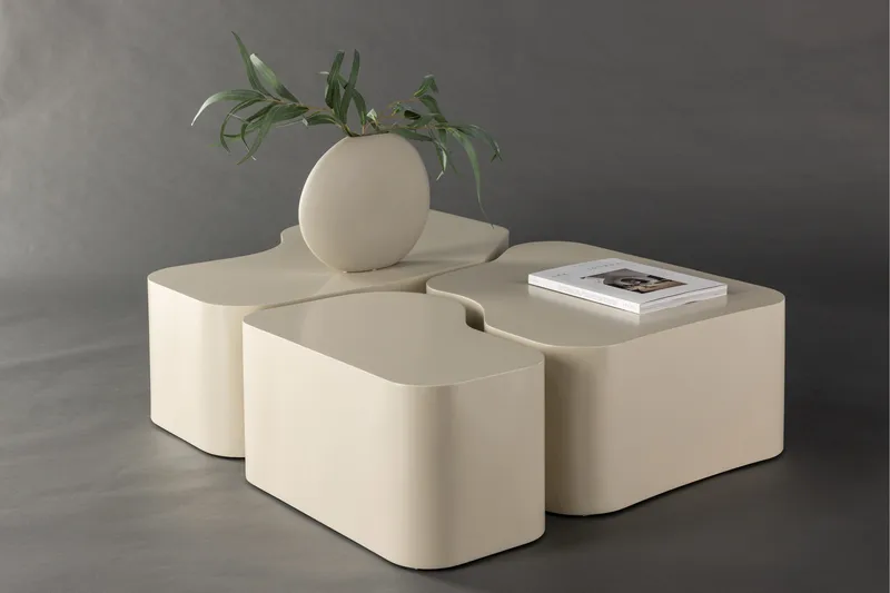 Nordland Soffbord 92x74 cm - Beige - Möbler - Vardagsrum - Soffbord & vardagsrumsbord - Satsbord