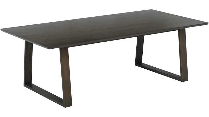 Soffbord Norvik 140 cm, Brunlackad ekfaner med vitpigmenterad finish