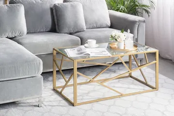 Orland Soffbord 100 cm - Glas/Guld - Möbler - Vardagsrum - Soffbord & vardagsrumsbord - Soffbord