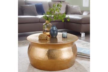 Osagie 60 cm Runt Soffbord i Metall med Hamrad Trumform - Guld - Möbler - Vardagsrum - Soffbord & vardagsrumsbord - Soffbord