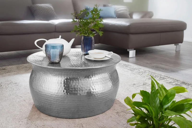 Osagie Soffbord 60 cm Runt, Silver