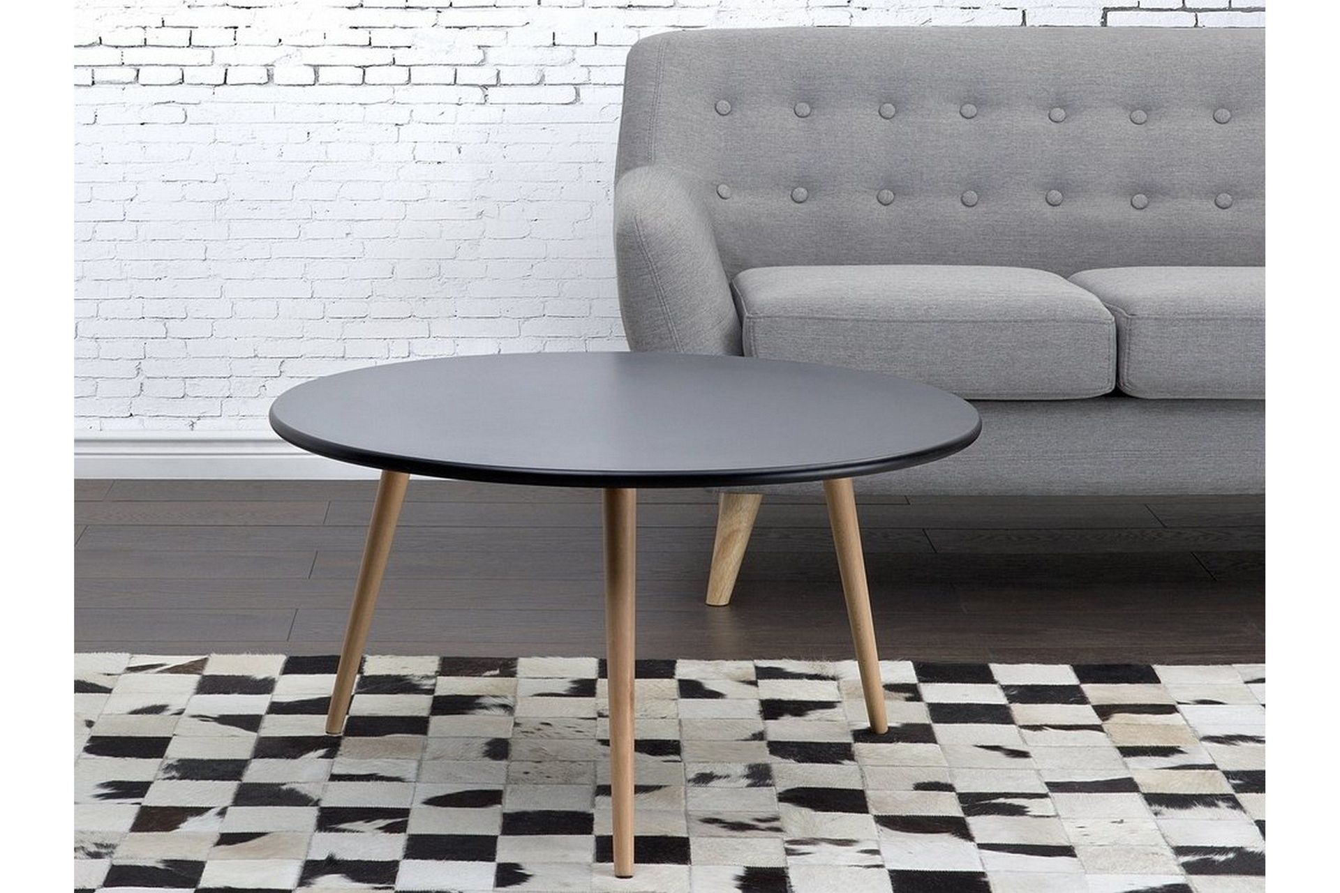 pagliei soffbord 80 cm runt - svart/natur