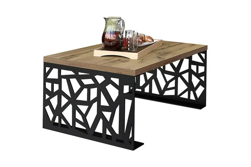 Palesia Soffbord 100 cm, Beige/Svart/Brun