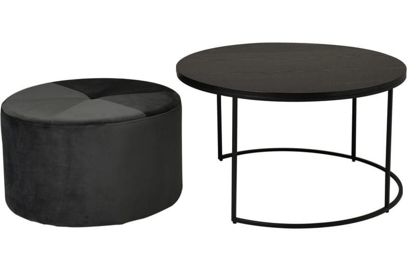 Pedona Soffbord 80 cm Runt med Puff - Svart - Möbler - Vardagsrum - Soffbord & vardagsrumsbord - Soffbord