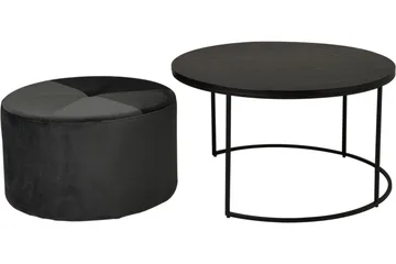 Pedona Soffbord 80 cm Runt med Puff - Svart - Möbler - Vardagsrum - Soffbord & vardagsrumsbord - Soffbord