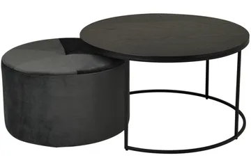 Pedona Soffbord 80 cm Runt med Puff - Svart - Möbler - Vardagsrum - Soffbord & vardagsrumsbord - Soffbord