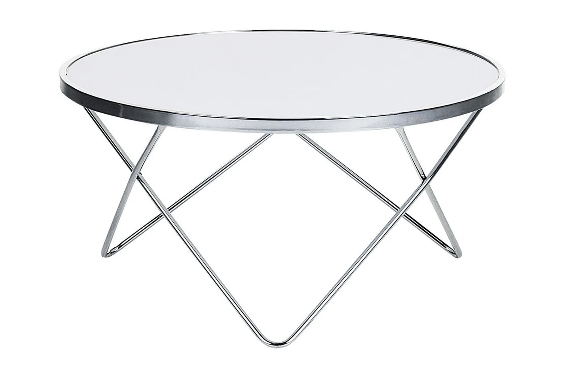 peighten soffbord 80 cm runt glas/vit/silver - vit/silver