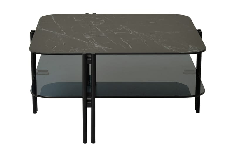 PENDRY Soffbord 80 cm med Förvaring Hylla Keramik/Glas/Svart - Marmorbord - Soffbord - Bord
