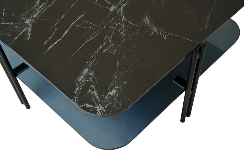 PENDRY Soffbord 80 cm med Förvaring Hylla Keramik/Glas/Svart - Marmorbord - Soffbord - Bord
