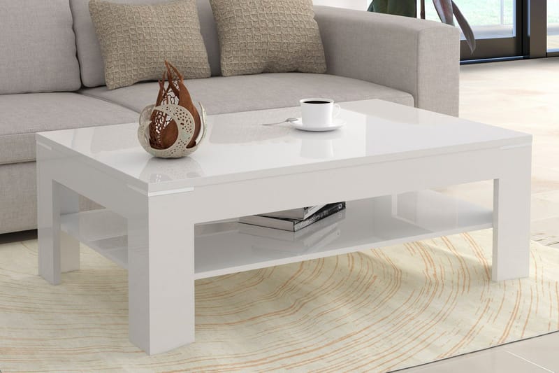 Perkhill Soffbord 120 cm med Förvaring Hylla - Vit - Möbler - Vardagsrum - Soffbord & vardagsrumsbord - Soffbord