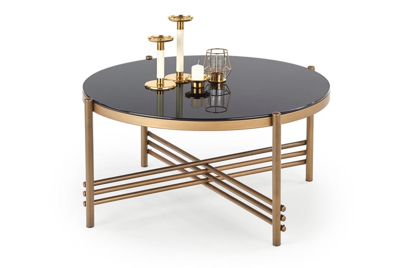PERNOCARI Soffbord 80 cm Runt Svart/Guld - Möbler - Vardagsrum - Soffbord & vardagsrumsbord - Soffbord