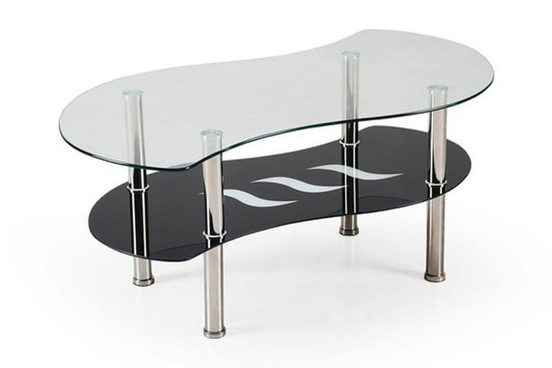 PICIRILLO Soffbord 100 cm Ovalt med Förvaring Hylla Glas/Sva - Soffbord - Bord