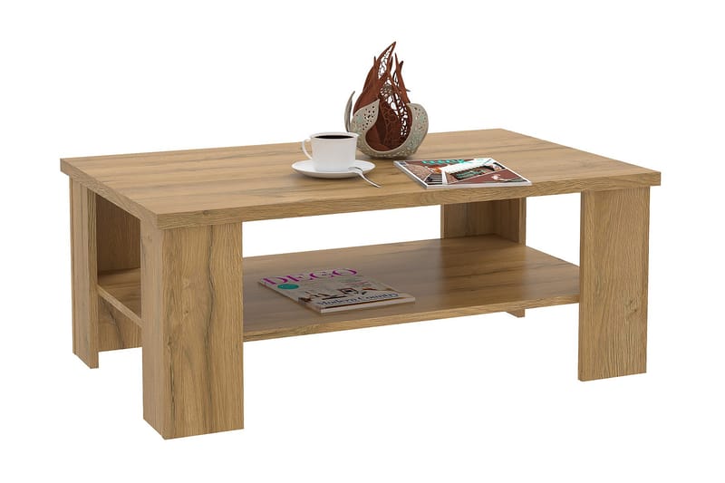 PINIELE Soffbord 107 cm med Förvaring Hylla Brun - Möbler - Vardagsrum - Soffbord & vardagsrumsbord - Soffbord