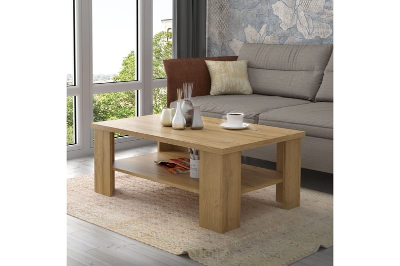 PINIELE Soffbord 107 cm med Förvaring Hylla Brun - Möbler - Vardagsrum - Soffbord & vardagsrumsbord - Soffbord
