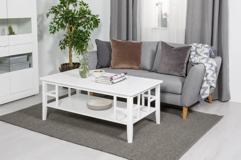Piteå Soffbord 130 cm med Förvaring Hylla - Vit - Möbler - Vardagsrum - Soffbord & vardagsrumsbord - Soffbord