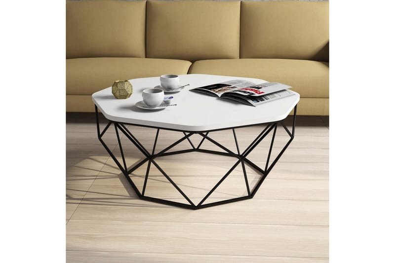 POLBAIN Soffbord 90 cm Kantigt Vit/Svart - Möbler - Vardagsrum - Soffbord & vardagsrumsbord - Soffbord