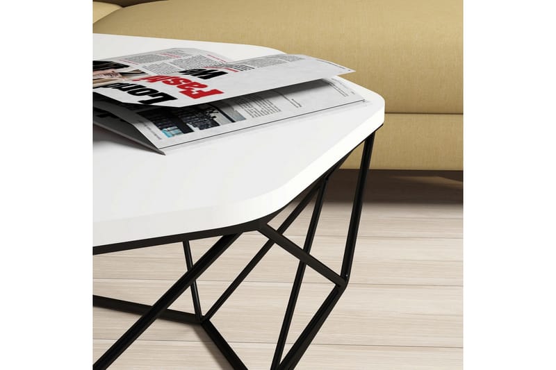 POLBAIN Soffbord 90 cm Kantigt Vit/Svart - Möbler - Vardagsrum - Soffbord & vardagsrumsbord - Soffbord
