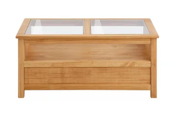 Purnima Soffbord 100 cm med Förvaring 2 Lådor + Hylla - Glas/Brun - Möbler - Vardagsrum - Soffbord & vardagsrumsbord - Soffbord