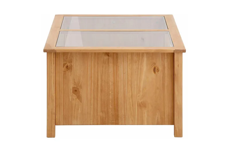 Purnima Soffbord 100 cm med Förvaring 2 Lådor + Hylla - Glas/Brun - Möbler - Vardagsrum - Soffbord & vardagsrumsbord - Soffbord