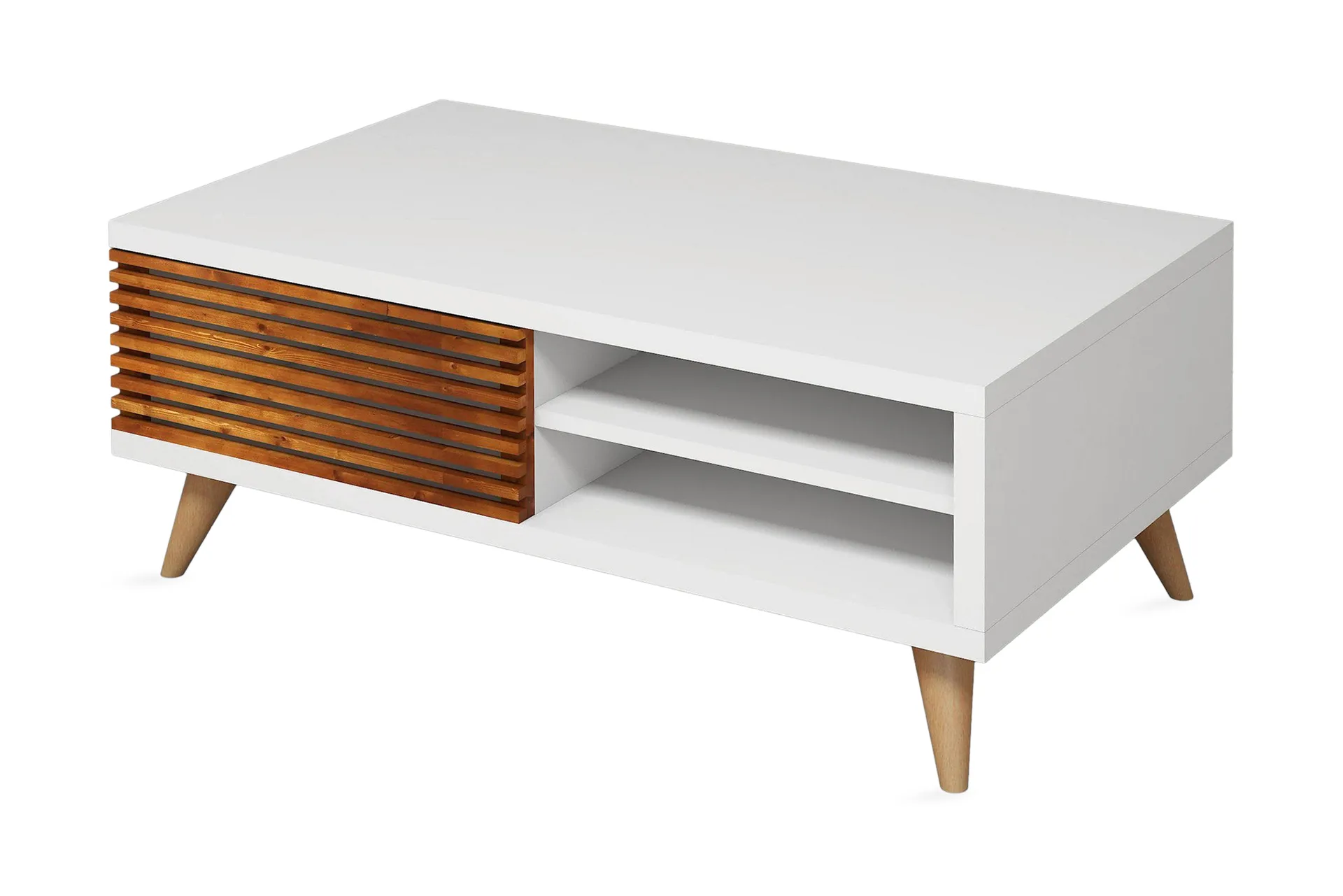 refugia soffbord 100 cm med förvaring hylla+skåp valnötsbrun - valnöt/vit