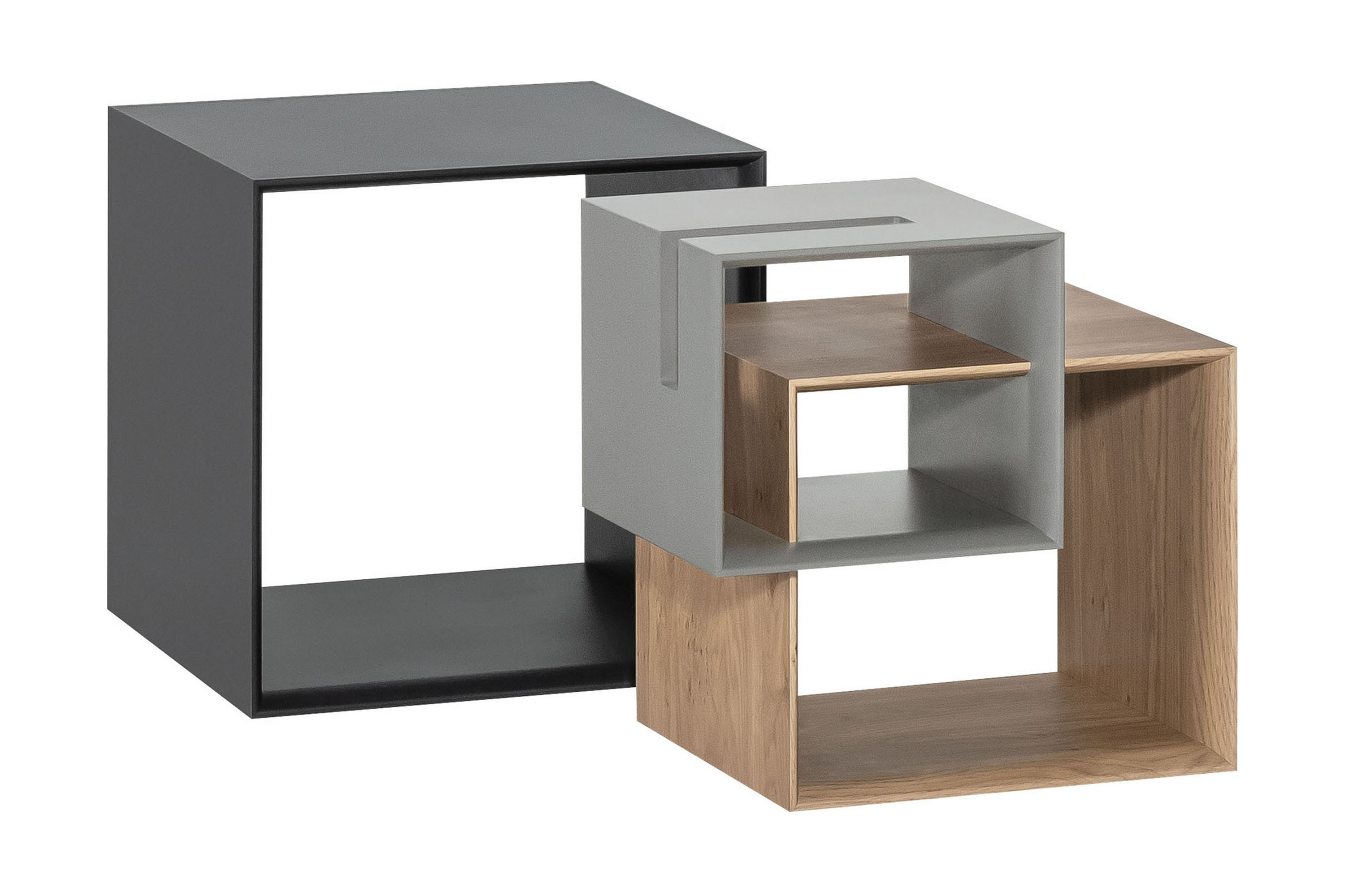 ribbon soffbord 90 cm med förvaring hylla natur/grå -