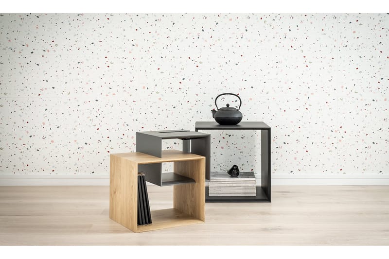 RIBBON Soffbord 90 cm med Förvaring Hylla Natur/Grå - Möbler - Vardagsrum - Soffbord & vardagsrumsbord - Soffbord