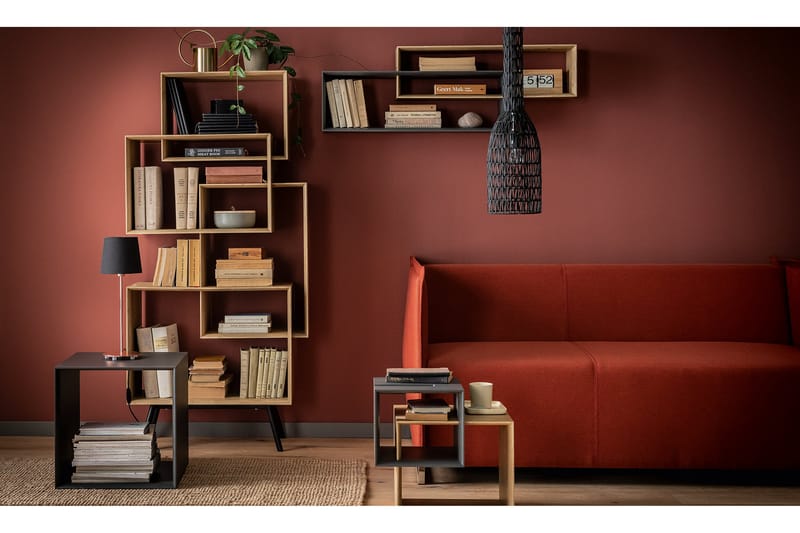 RIBBON Soffbord 90 cm med Förvaring Hylla Natur/Grå - Möbler - Vardagsrum - Soffbord & vardagsrumsbord - Soffbord