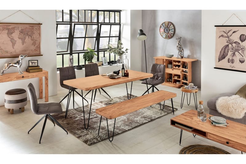 RIVITUSO Soffbord 60 cm med Förvaring 2 Lådor+Hyllor Akacia/ - Möbler - Vardagsrum - Soffbord & vardagsrumsbord - Soffbord