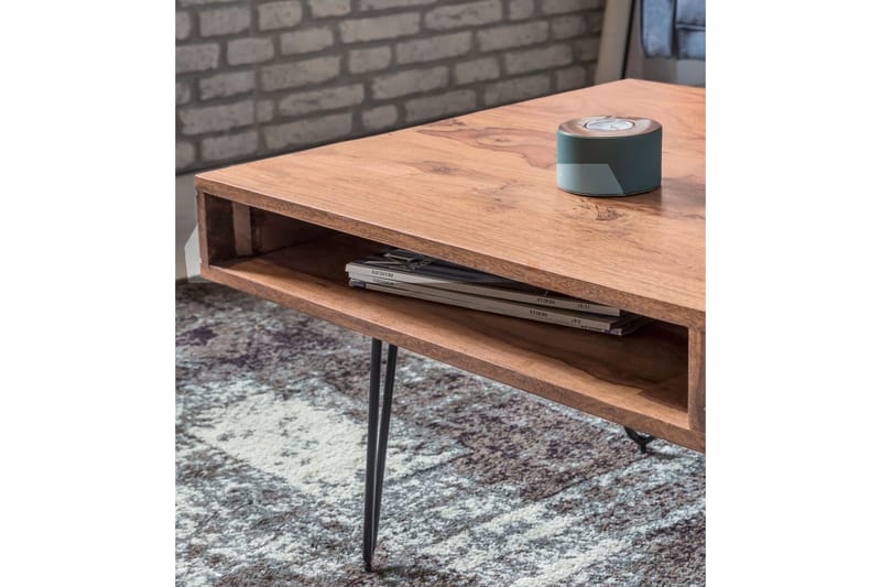 RIVITUSO Soffbord 60 cm med Förvaring 2 Lådor+Hyllor Akacia/ - Möbler - Vardagsrum - Soffbord & vardagsrumsbord - Soffbord
