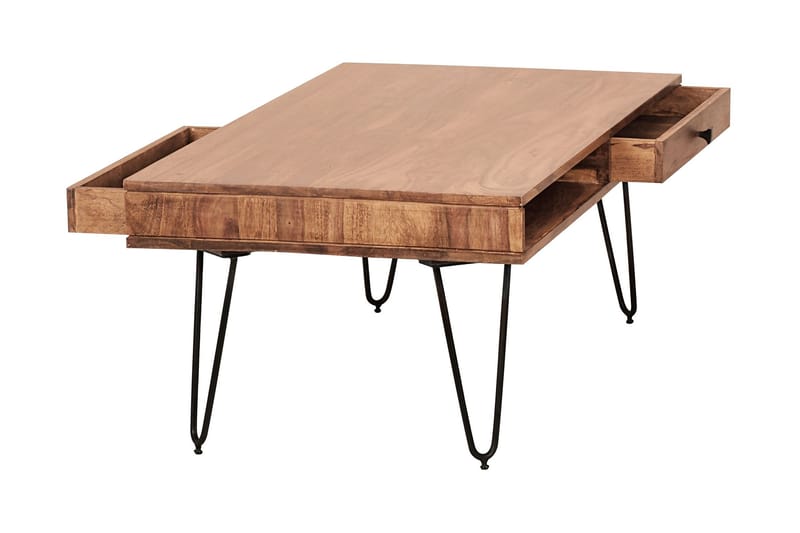 RIVITUSO Soffbord 60 cm med Förvaring 2 Lådor+Hyllor Akacia/ - Möbler - Vardagsrum - Soffbord & vardagsrumsbord - Soffbord
