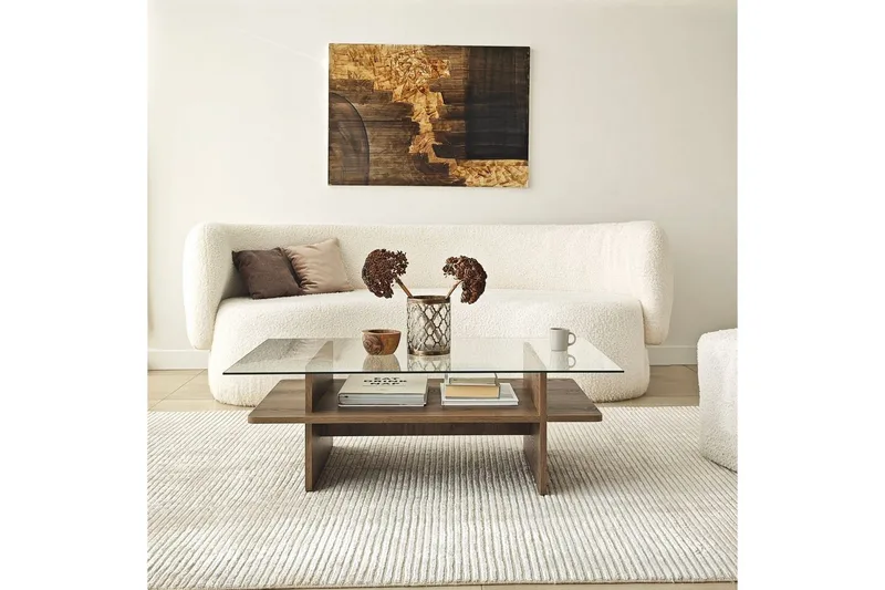 Soffbord Rubby Rektangel Valnöt / Transparent - Valnöt / Transparent - Möbler - Vardagsrum - Soffbord & vardagsrumsbord - Soffbord