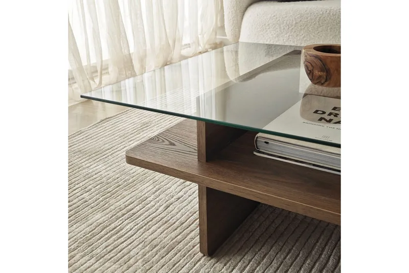 Soffbord Rubby Rektangel Valnöt / Transparent - Valnöt / Transparent - Möbler - Vardagsrum - Soffbord & vardagsrumsbord - Soffbord