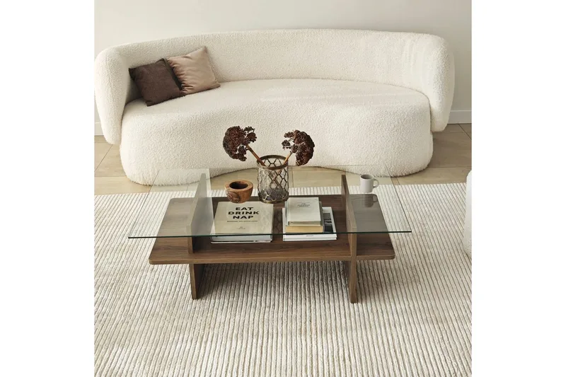 Soffbord Rubby Rektangel Valnöt / Transparent - Valnöt / Transparent - Möbler - Vardagsrum - Soffbord & vardagsrumsbord - Soffbord