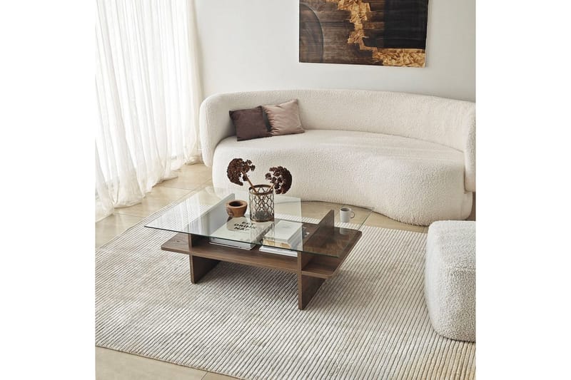 Soffbord Rubby Rektangel Valnöt / Transparent - Valnöt / Transparent - Möbler - Vardagsrum - Soffbord & vardagsrumsbord - Soffbord