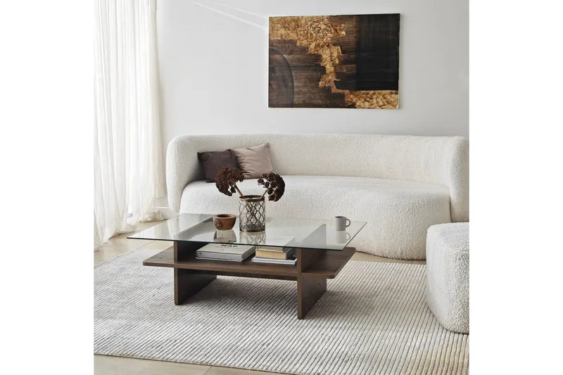 Soffbord Rubby Rektangel Valnöt / Transparent - Valnöt / Transparent - Möbler - Vardagsrum - Soffbord & vardagsrumsbord - Soffbord