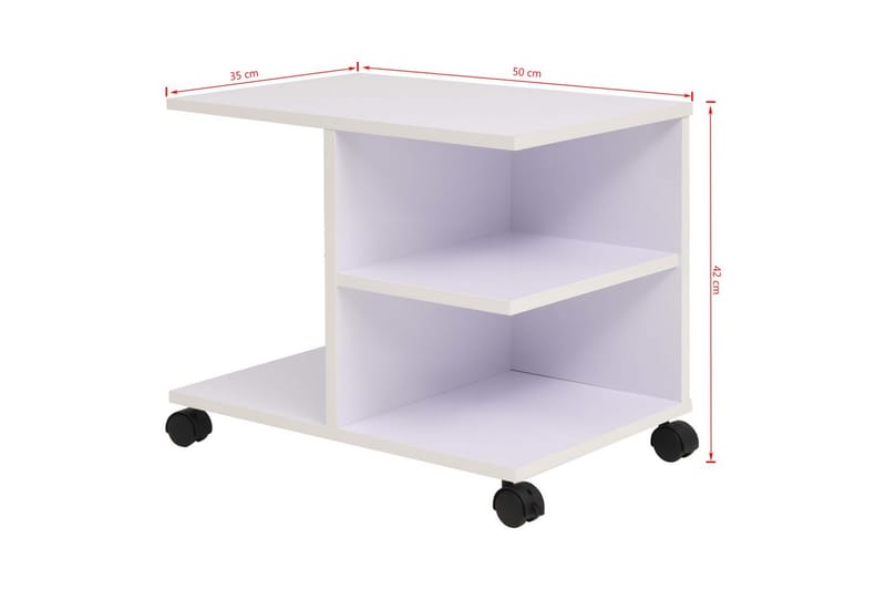 Rullhylla 50x35x42 cm vit - Vit - Soffbord - Bord