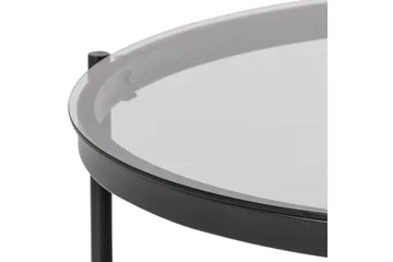 Rutkin Soffbord 79 cm Runt med Förvaring Hylla - Glas/Grå/Matt Svart - Möbler - Vardagsrum - Soffbord & vardagsrumsbord - Soffbord