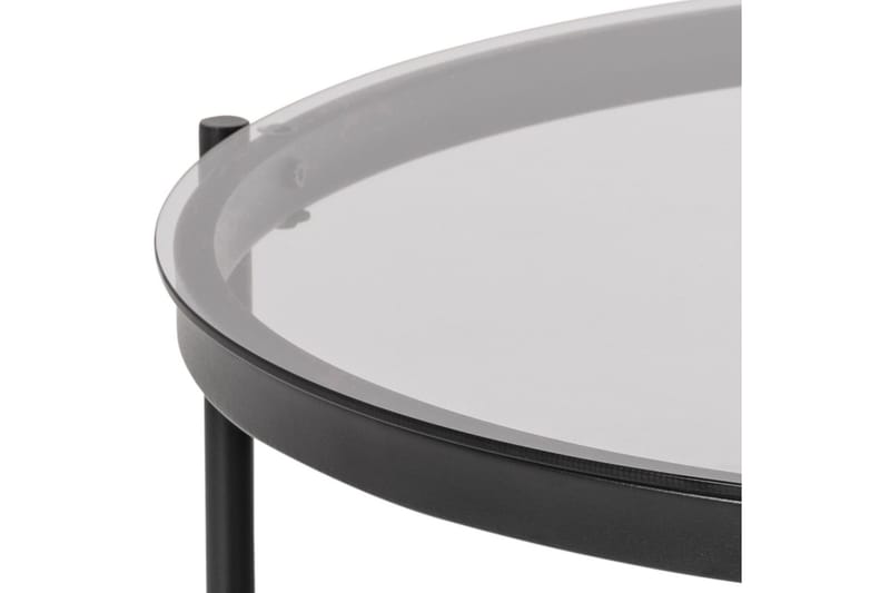 Rutkin Soffbord 79 cm Runt med Förvaring Hylla - Glas/Grå/Matt Svart - Möbler - Vardagsrum - Soffbord & vardagsrumsbord - Soffbord