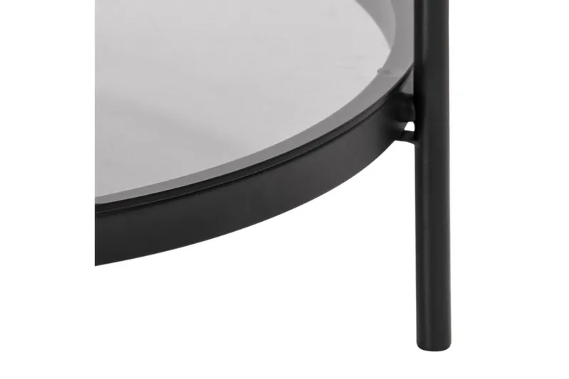 Rutkin Soffbord 79 cm Runt med Förvaring Hylla - Glas/Grå/Matt Svart - Möbler - Vardagsrum - Soffbord & vardagsrumsbord - Soffbord